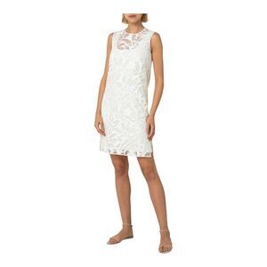 Akris Punto Cream Faux Leather Leaves Dress Size 6 NWT